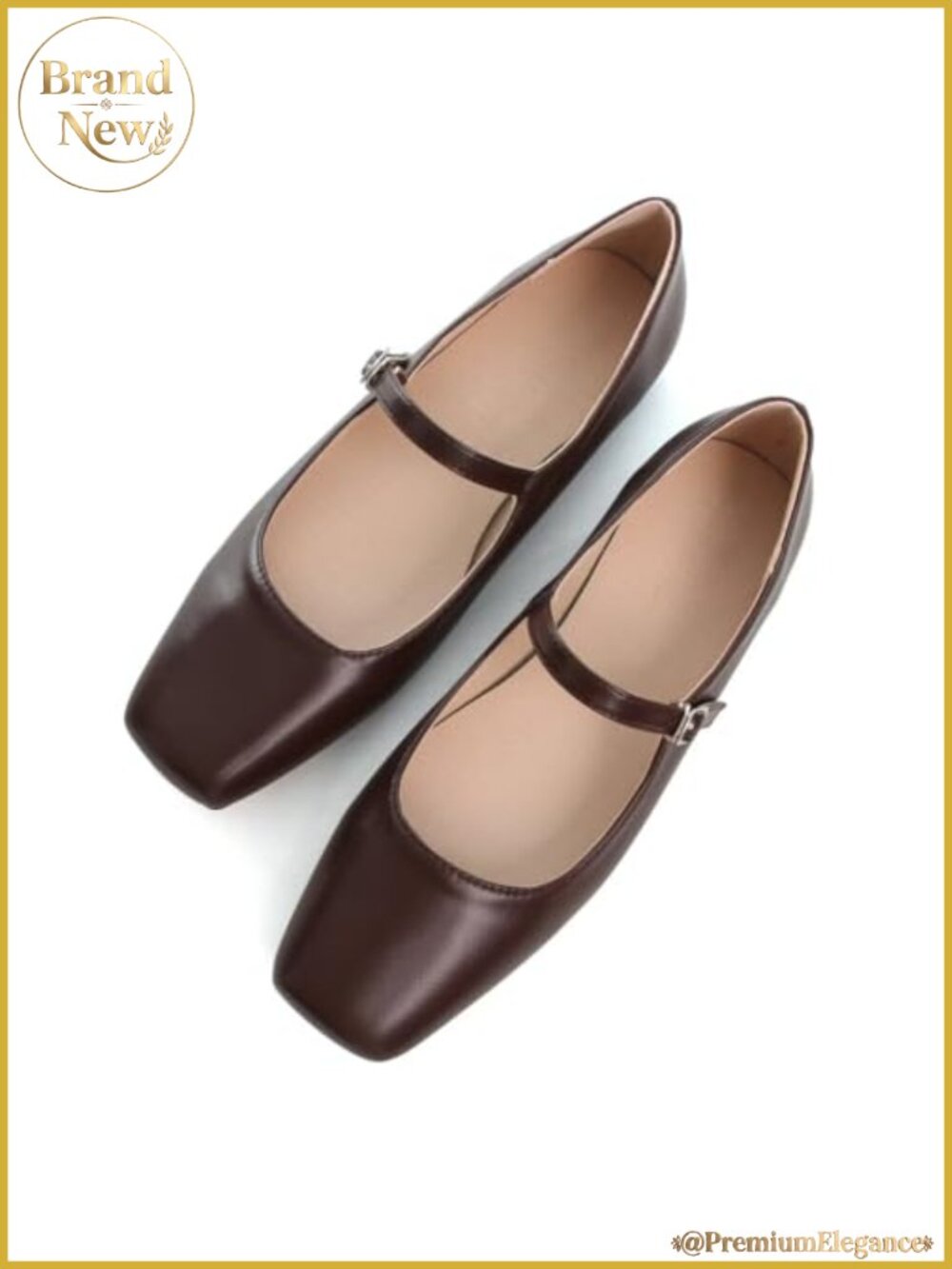 Faux Leather Retro Mary Jane Flats Square Toe Adjustable Buckle Comfortable
